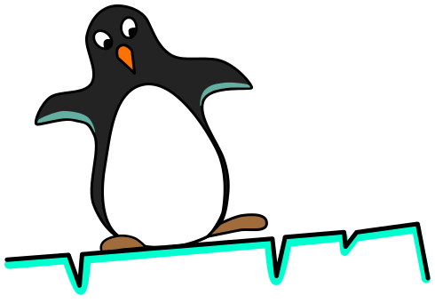 penguin sliding on ice