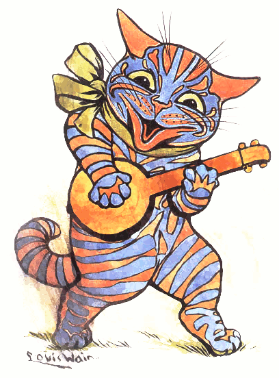 Cat playing a lute