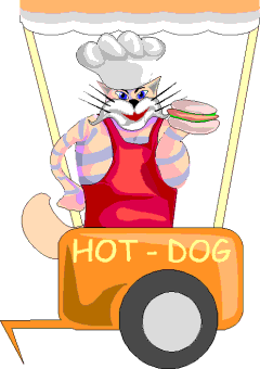 cat hot dog vendor