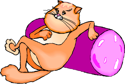 cat leaning on purple pillow