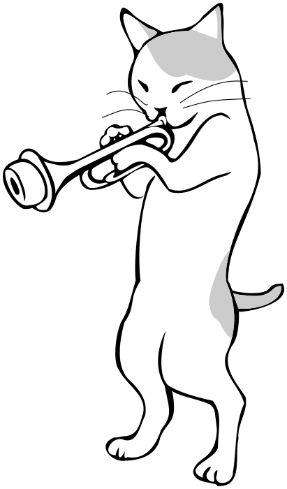 cat playing trumpet