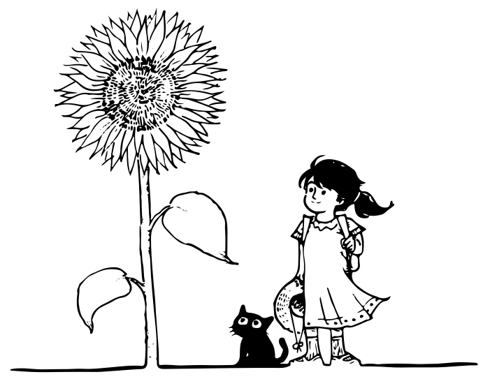cat girl sunflower