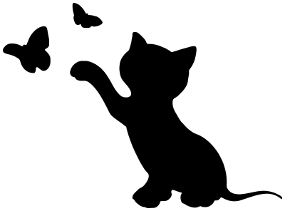 kitten butterfly silhouette