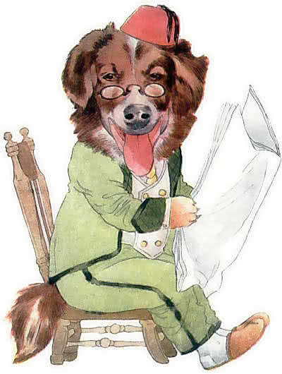 dog reading paper