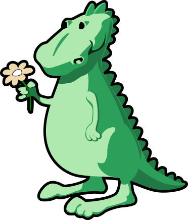 dinosaur holding flower
