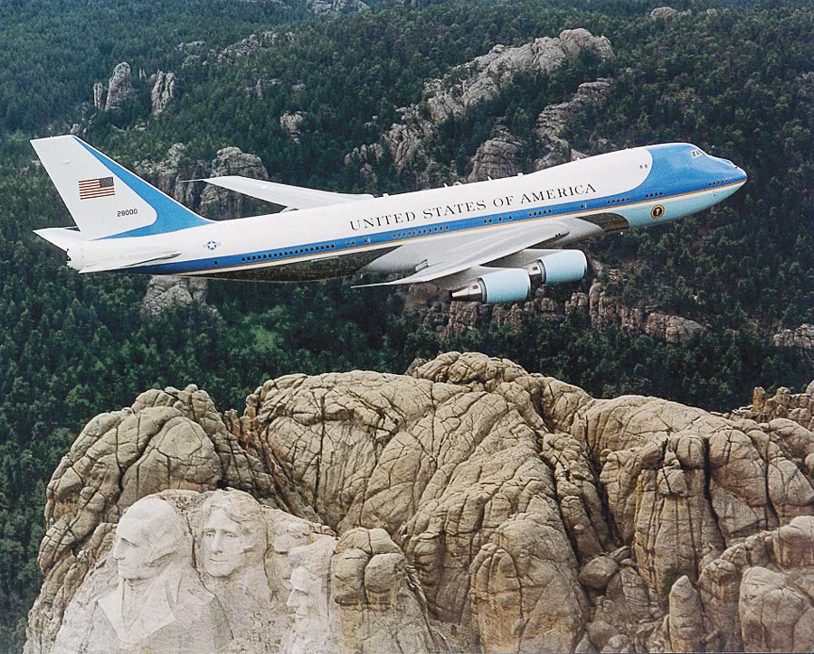 Air Force One over Mt Rushmore