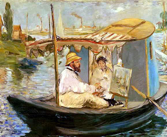 Manet  Monet Painting in His Floating Studio