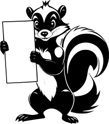 cartoon-skunk-holding-blank-sign