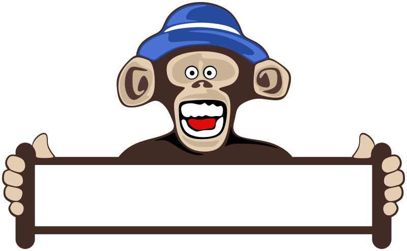 monkey holding sign