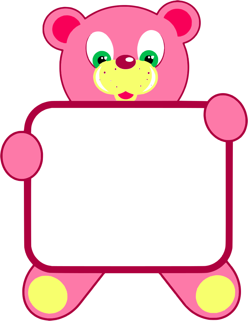 teddy bear holding sign pink