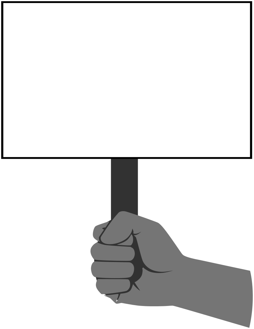 fist holding sign