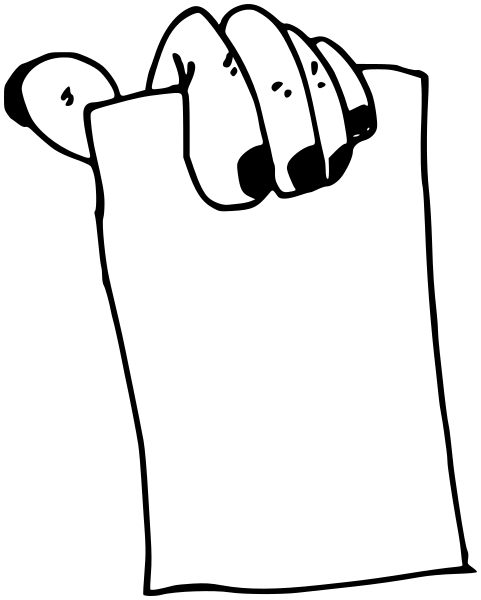 monster hand holding paper