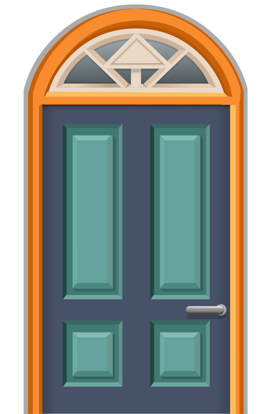 orange wooden door