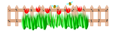 fence with tulips