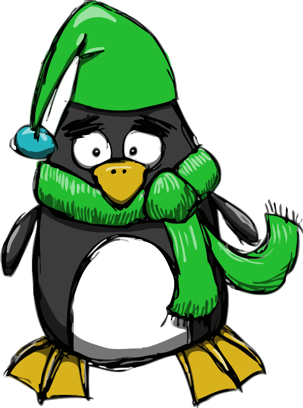 Penguin cold wearing scarf