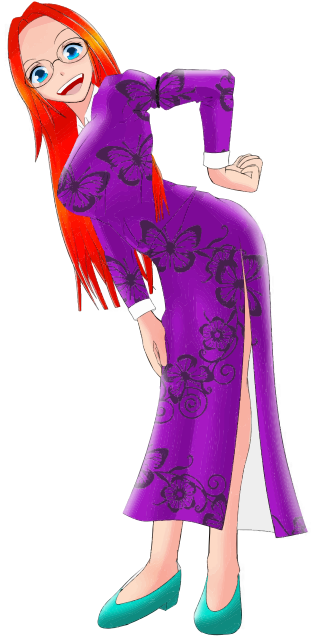 anime woman purple dress