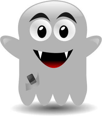 ghost with a cellephone cartoon