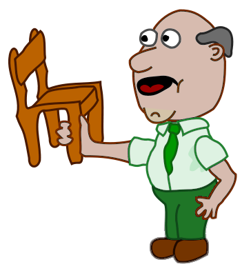 character bald guy holding chair 2