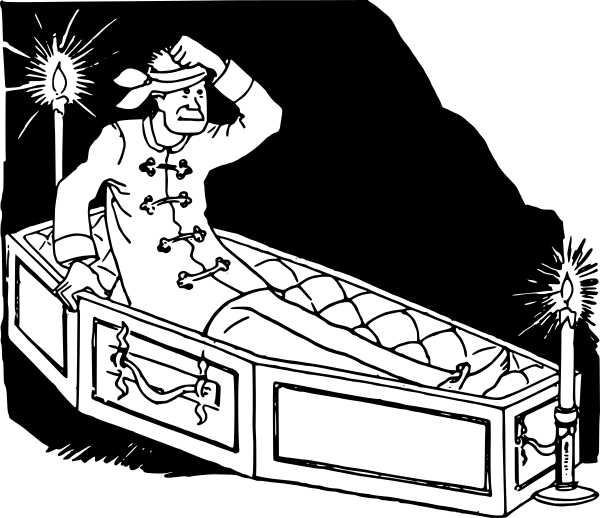 waking in coffin