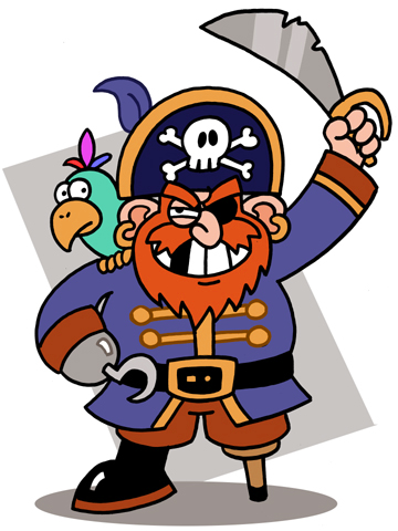 pirate with parrot and sword