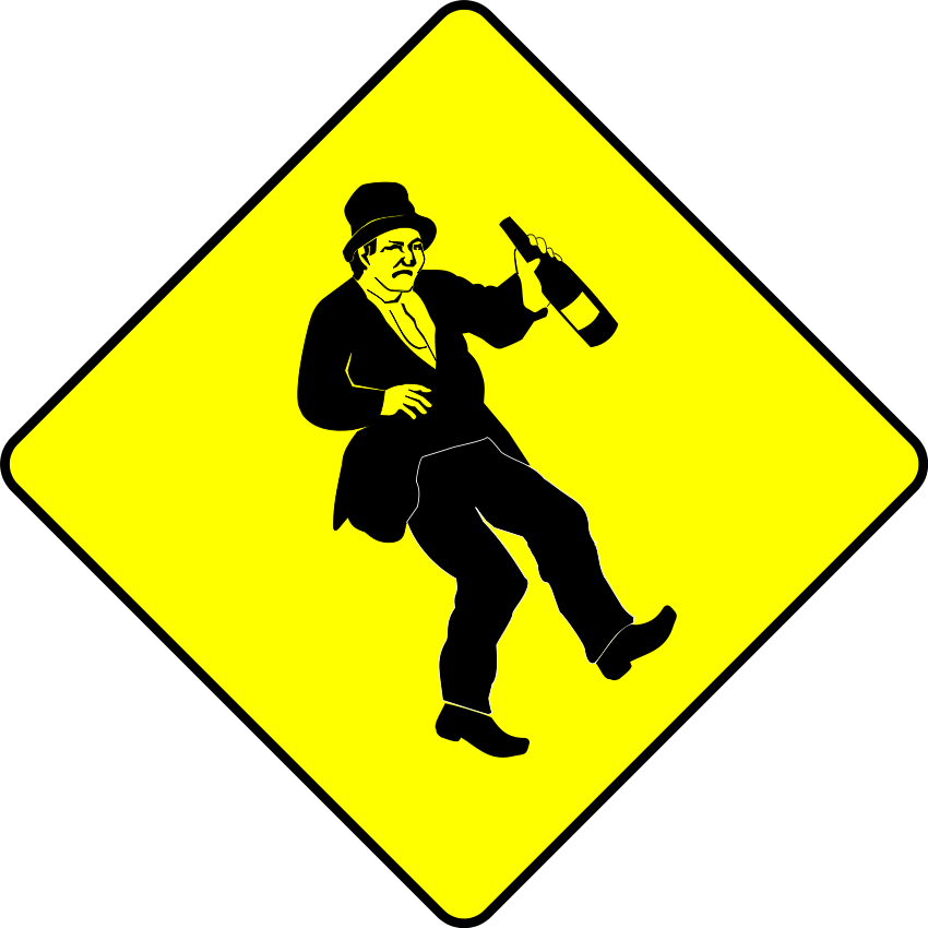 Caution drunk crossing