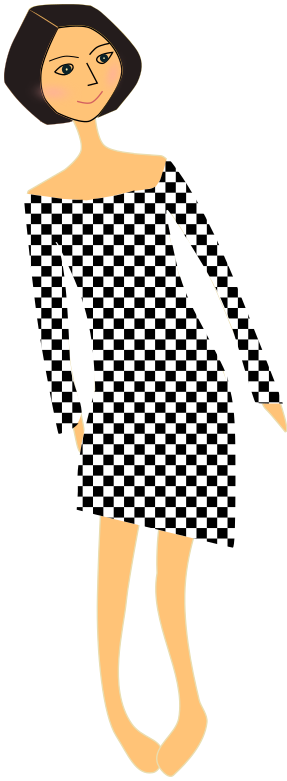 girl in dress checkerboard