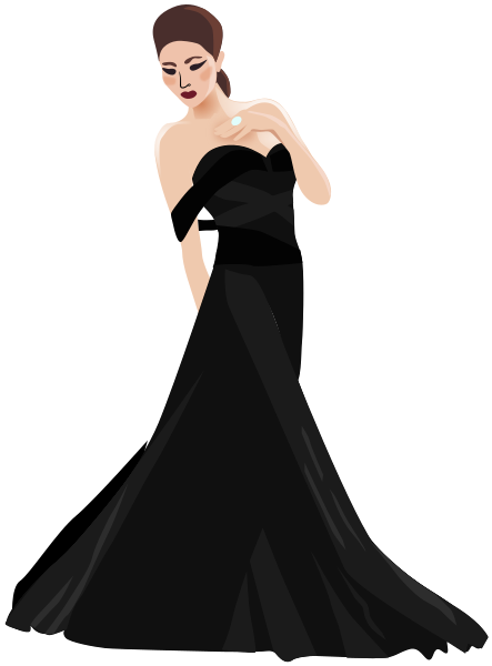 oriental woman in gown black
