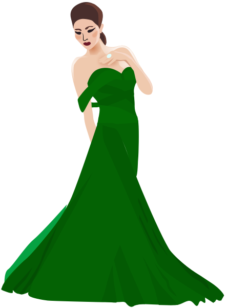oriental woman in gown green