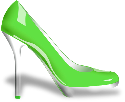 glossy high heel shoe green