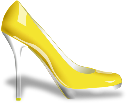 glossy high heel shoe yellow