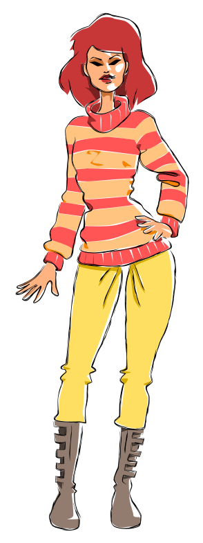 woman in sweater and slacks