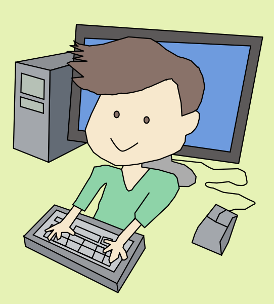 computer boy cartoon