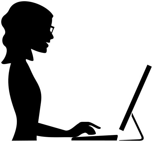 woman at computer smiling
