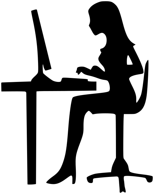 woman on computer silhouette