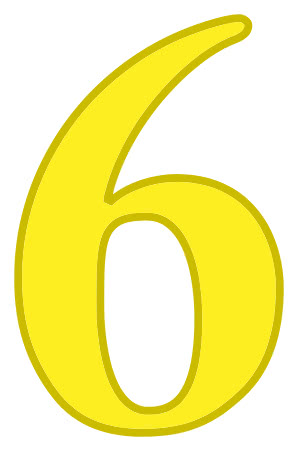number 6 yellow - /signs_symbol/alphabets_numbers/color ...