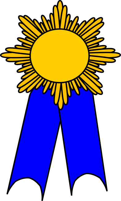 prize ribbon gold blue