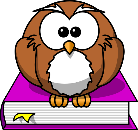 cartoon owl on book purple