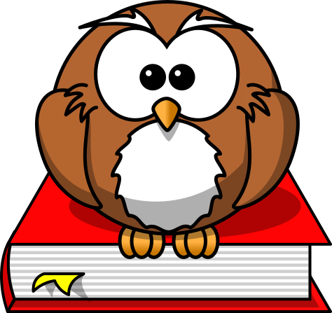 cartoon owl on book red