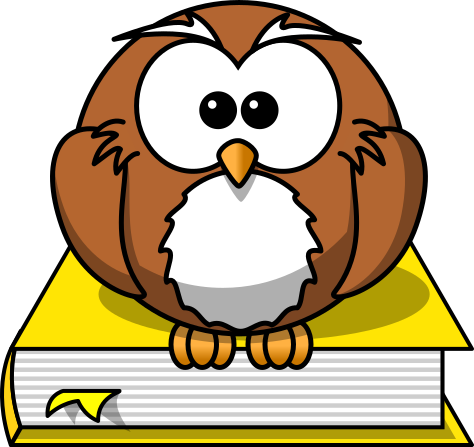 cartoon owl on book yellow