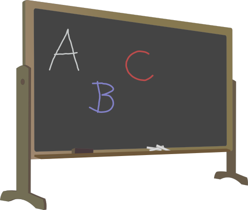 blackboard with stand and letters