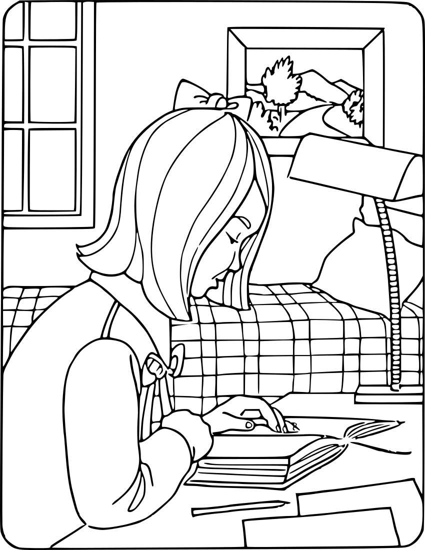 girl reading - /education/coloring_pages/coloring_3/girl ...