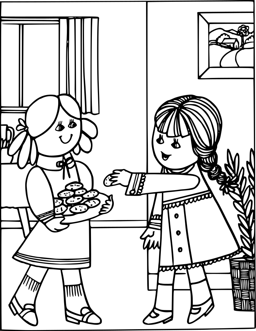 girls sharing cookies