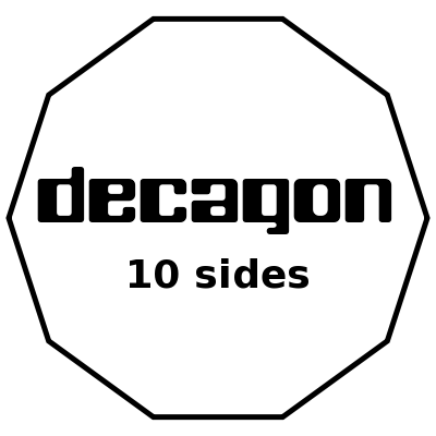 decagon 10 sides with label