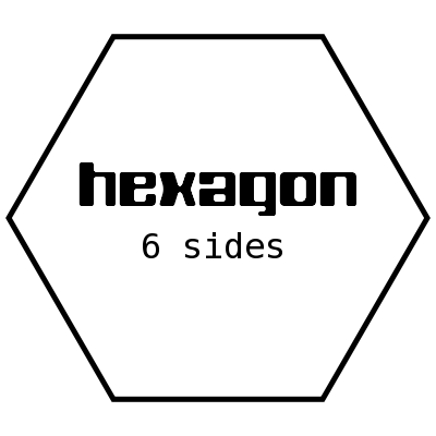 hexagon 6 sides with label