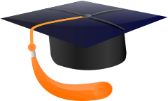 graduation cap orange tassle