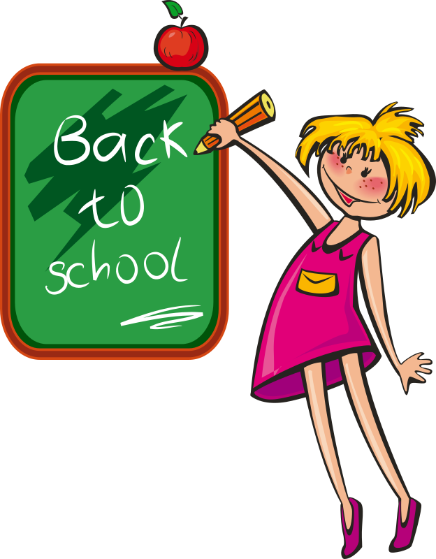 back to school girl blackboard