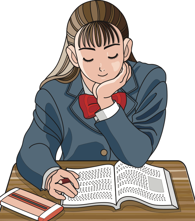 schoolgirl studying
