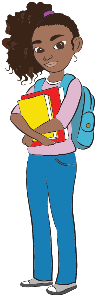 schoolgirl w books backpack