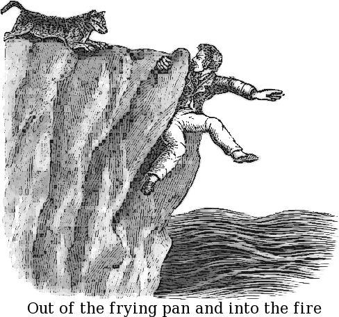 out of the frying pan and into the fire