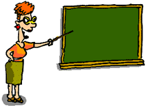 teacher pointing at blackboard